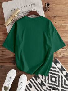 Manfinity Joysei Olive Green Oversized Men's Drop Shoulder Short Sleeve T-Shirt - Dark Green - View 2