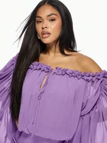 MISSGUIDED Vestido mini con hombros descubiertos, mangas globo dramáticas, diseño de falda fruncida, perfecto para fiestas, cócteles, eventos de noche, moda de declaración, colección de primavera y verano