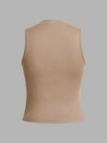 SHEIN LUNE 3pcs Women Crew Neck Form-Fitting Camisole, Basic Summer Essentials Back To School - Multicolor - View 5