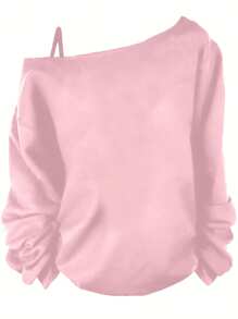 SHEIN Essnce 女款休闲马术/击剑图案无袖长袖 T 恤，适合春夏季 - 粉色 - 查看 2