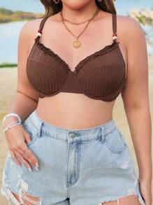 Swim Vcay Jednokolorowy kostium kąpielowy w dużym rozmiarze - Brązowy - Zobacz 1