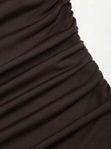 Sweetra Latest Style Halter Neck Spiral Metallic Decor Waisted Flared Mini Dress