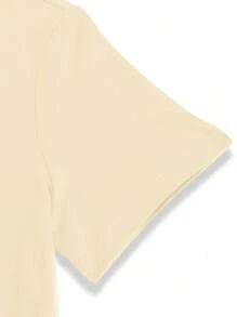 SHEIN VCAY Summer Lemon Cocktail Print Women Round Neck Loose T-Shirt - Khaki - View 5