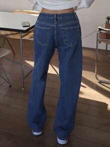 DAZY Jeans larghi blu navy con tasche, casual, a carrota, per donna