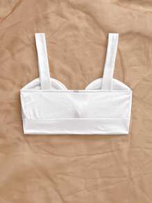 Soleia WYWH 女士度假结饰纯色短款吊带背心白色上衣 - 白色 - 查看 2