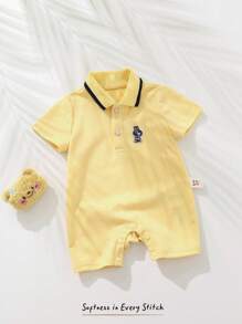 Cozy Pixies Conjunto de ranpero y shorts de manga corta con estampado de oso de dibujos animados recién nacido, de punto suave