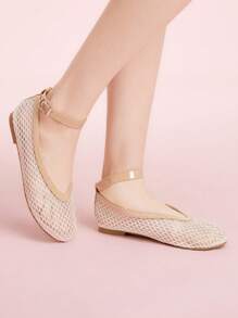 CUCCOO DOLLMOD Round Toe Comfortable Leopard Print Mesh Fabric Bow Decor Stylish Slip-On Flat Loafers For Womenpring Summer New Shoes Vacation Women Wedding Shoes Easi For Easter - Apricot - View 3