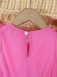 SHEIN Conjunto de 2 piezas de vestido sin mangas con volantes y pantalones cortos para bebé niña