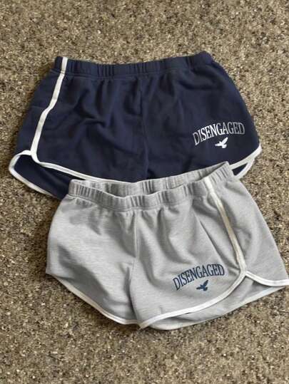 Glimmora Short casual de mujer con estampado de letra 2025, adecuado para uso diario al aire libre