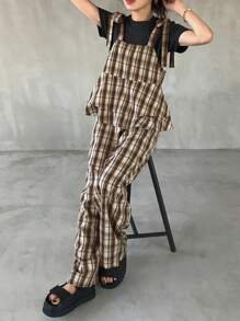 FRIFUL 2件套女士假日夏季格子吊带背心和短裤家居服套装 - 彩色 - 查看 1