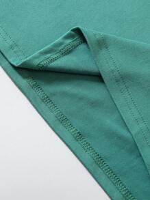 SHEIN CURVE+ Women's Smiling Face Print Creative Design Casual Round Neck Short Sleeve T-Shirt - Army Green - View 6