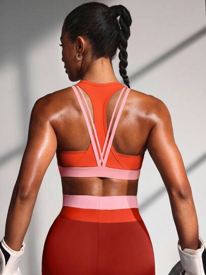 Powerista Women's Contrast-Color Casual Fitness/Sports Bra