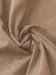 EMERY ROSE Plus Size Summer Casual Button Decor Asymmetric Hem Collared Shirt - Khaki - View 4