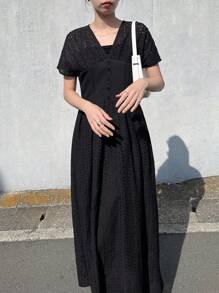 FRIFUL Vestido largo de mujer, vestido de verano elegante y de alta calidad en color negro para vacaciones