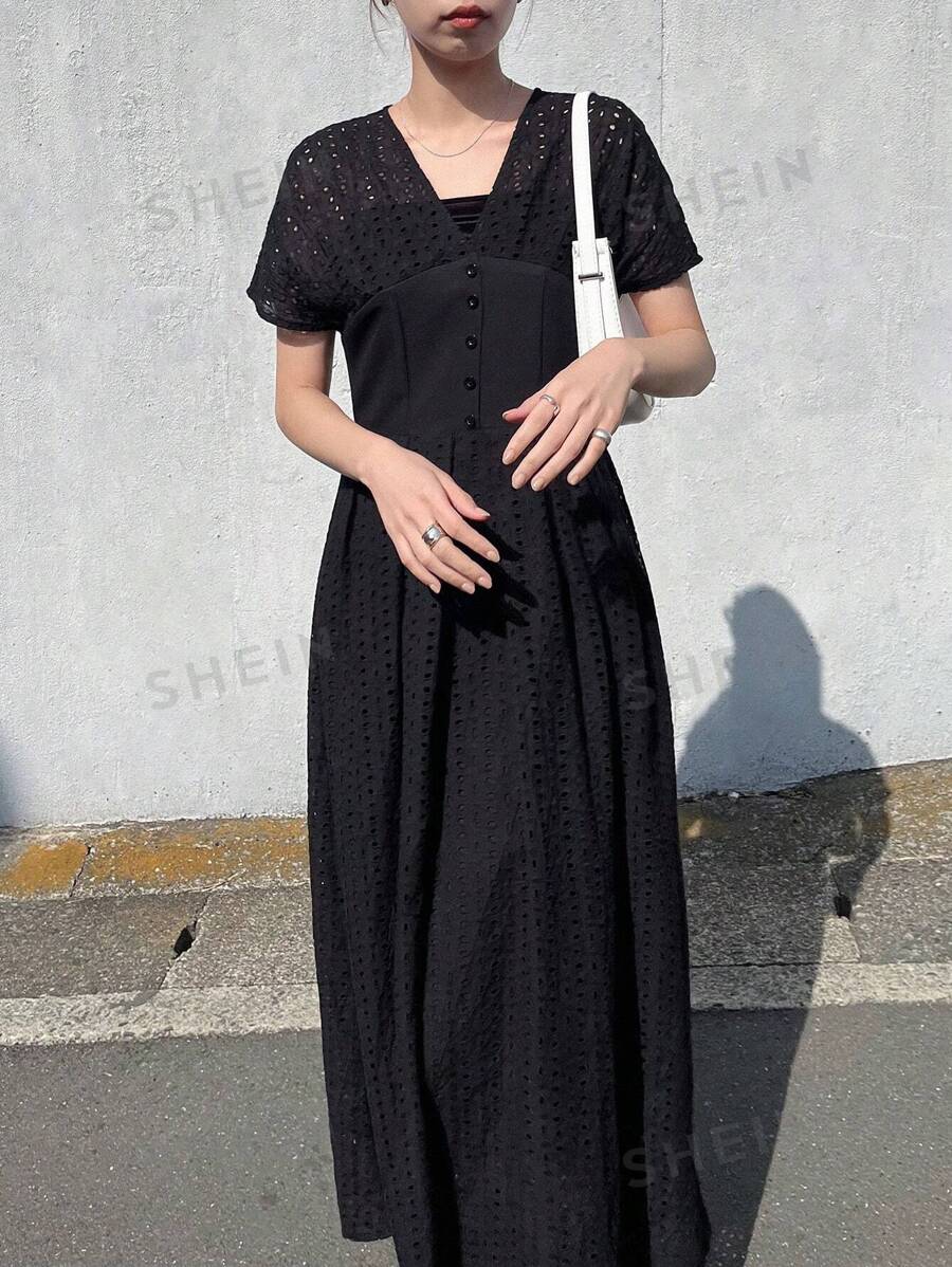 FRIFUL Vestido largo de mujer, vestido de verano elegante y de alta calidad en color negro para vacaciones