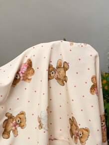 CovetEZ Plus Size Women's Casual Long Pants: Adorable Teddy Bear Print Woven Fabric Pants With Pockets - Multicolor - View 6