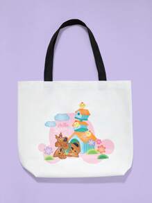 SCOOBY-DOO X SHEIN Cartoon Print Tote Bag, Reusable Fashion Backpack, Multi-Function Handbag, Canvas Shopping Bag - Multicolor - View 4