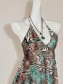 SHEIN ICON بلوزة أنيقة ذات طبعة نمر بسيطة وجذابة، مناسبة للصيف