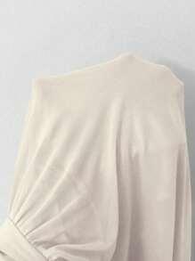 Rafferiza 红色蓬松荷叶边网眼礼服，奢华超长袖派对礼服，适合情人节穿着 - 杏色 - 查看 8