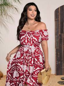 Sunnyshic Plus Size Off Shoulder Minimalist Casual Dress, Suitable For Summer