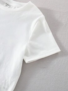 SHEIN Baby Boys/Girls Orange Cartoon Bear Graphic Round Neck Short Sleeve Pullover Top And Solid Color Shorts 2 Pieces Set, Soft And Comfortable, Fashionable Street Casual Sports Outfit, Suitable For Summer - Orange - View 5