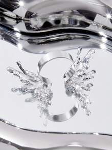 SHEIN ICON Butterfly Shaped Cuff Ring - Silver - View 7