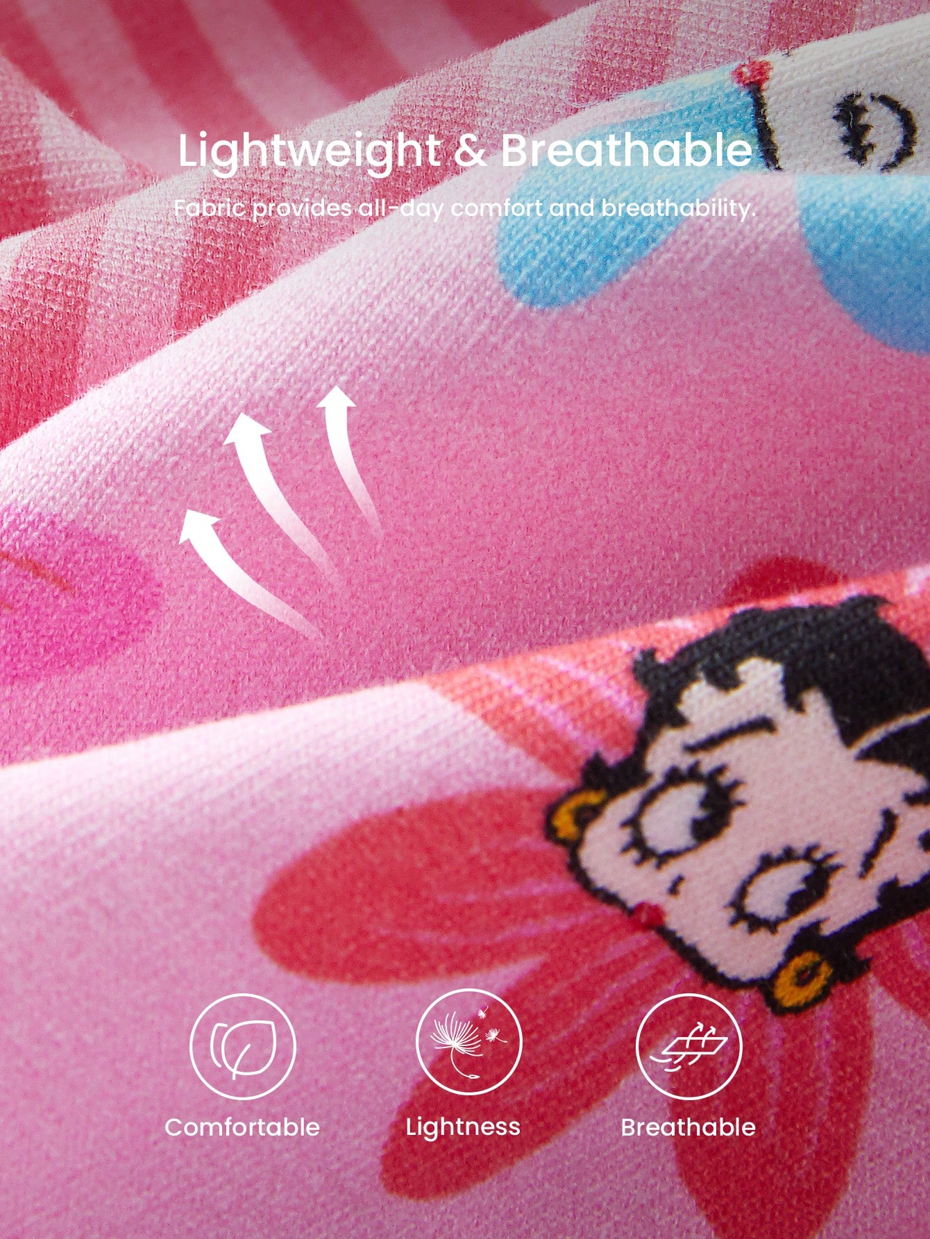 BETTY BOOP X LUVLETTE Paquete de 2 bragas básicas de algodón holgado de talle alto para mujer