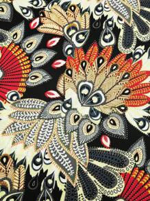 SHEIN Clasi Plus Size Bohemian Style V-Neck Floral Print Dress For Women - Black - View 8