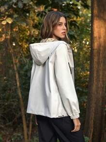 In My Nature 女士撞色拼接抽绳连帽户外风衣外套徒步旅行女装