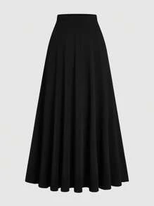 SHEIN Clasi 2 stuks Plus Size Elegante Forensen Effen Kleur Staande Kraag Gerimpelde Korte Mouw Top En Rok Set