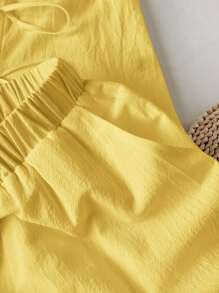 Comfortcana Women 2 Pieces Set: Woven Vest & Pants In Yellow - Yellow - View 3