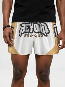 ROMWE MEN Street Life Heren vechtboks sportshorts, geschikt voor dagelijks gebruik, lente/zomer