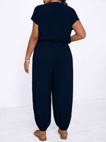 SHEIN LUNE Tutina corta monocolore e di moda per l'estate, in taglie oversize