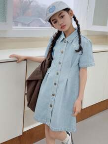 DAZY Tween Girl Denim Pinafore Dress,Girls Summer Outfits,Back To School Clothes - Light Wash - View 5
