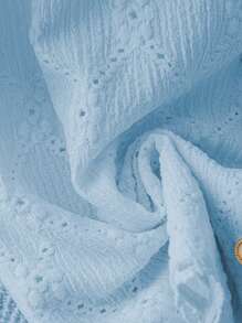 Chiquease Women's Simple Solid Color Textured Puff Sleeve Blouse For Commute - Blue - View 5