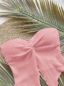 SHEIN 少女粉色扭纹前短款紧身胸衣吊带背心，胸部荷叶边，适合海滩度假和休闲装，春夏季