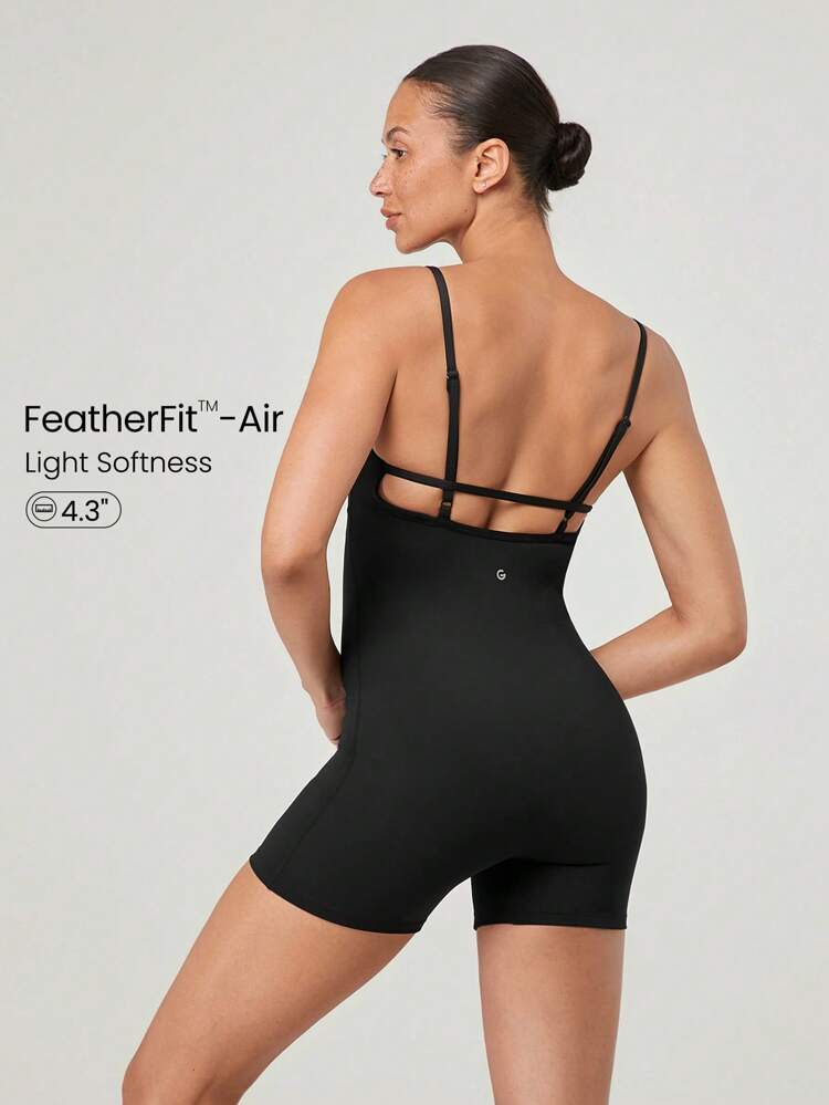 Tuta jumpsuit casual da donna con schiena incrociata regolabile, altezza 4,3", adatta per yoga, pilates e uso quotidiano, a basso impatto