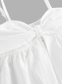 SHEIN Girlism Tween Girls' Cute White Ruffle Trim Camisole Tank Top, Summer Short Crop Top