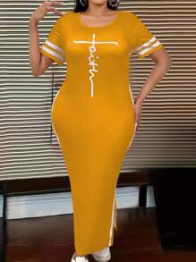 Maweii 大码女式针织毛衣连衣裙长款女装