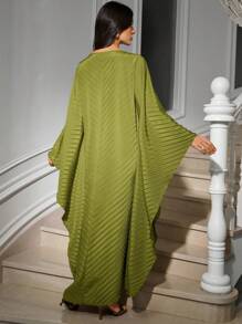 Al Najma Áo dài Thổ Nhĩ Kỳ dành cho nữ và Abaya truyền thống Ả Rập - màu xanh lá - Xem 2