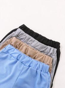 Baby/Baby Boy 4 Packs Shorts, Includes Black, Gray Floral, Blue, Brown, Comfortable Casual Wear For All Occasions In Summer - Multicolor - View 3