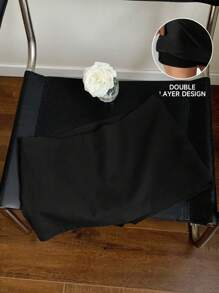 Comfortcana Casual Linen Mini Low Waist Skirt, Summer - Black - View 4