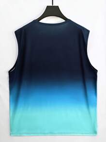ResortEase Plus Size Men's Palm Tree Graphic Round Neck Casual Tank Top