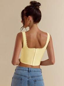 SHEIN BAE White Lace Camisole Top For Women, White Bra, Women Bra, Fall/Autumn Yellow - Yellow - View 2