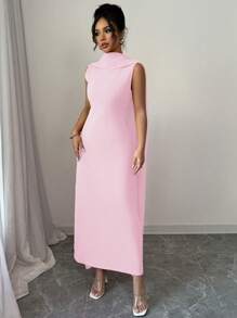 Elenzga Simple Solid Color Dress For Women, Commuter Style, Suitable For Summer - Pink - View 6