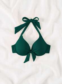 Reggiseno di bikini da donna a tinta unita con collo alto, adatto per spiaggia/vacanza