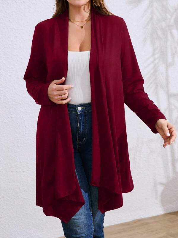 Plus Size Women Asymmetrical Hem Loose Casual Cardigan Jacket Fall Winter Cloth For Women Autumn