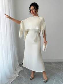 Rafferiza Elegantes tailliertes Kleid mit Schulterschlaufe und Quasten für Frauen