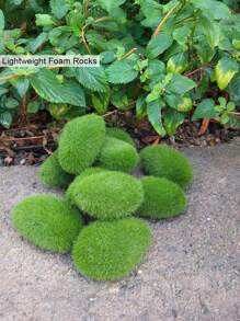 30pcs Fake Stone Artificial Moss Rocks Home Decor Simulation Plant DIY Decoration For Garden And Crafting Green Valentine's Day, Valentines Wedding, Birthday