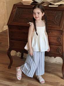 DAZY Conjunto de 2 piezas de top de tirantes + pantalones a cuadros para niña, para el verano